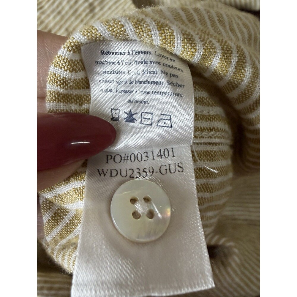 Faherty Laguna 100% Linen Midi Dress Golden Sun Stripe Size Medium Tan & White M - Picture 7 of 7